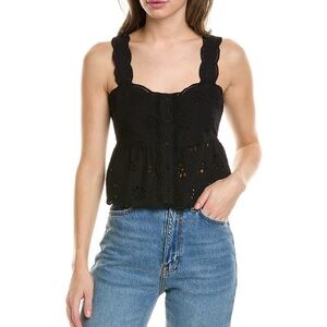 The Kooples Black Embroidered Top Size 2